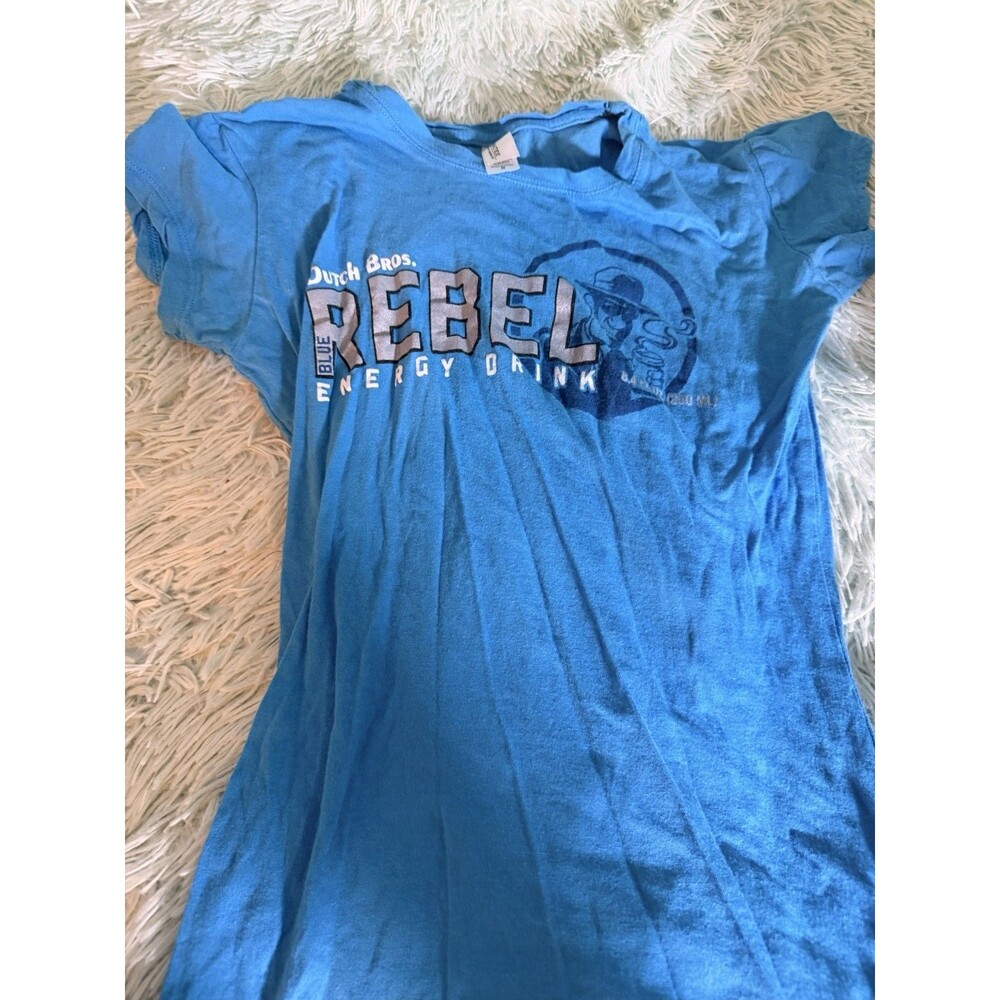 Dutch Bros Women’s Tshirt Short Sleeve Employee Blue Sz M Barista Rebel Energy